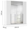 Rauch Möbel Alabama, Kleiderschrank, Garderobenschrank, 5-türig, Zubehör Classic, 3 Kleiderstangen, 6 Einlegeböden, Farbe Weiß, Griff Grau metallic, 226 x 210 x 54 cm Bild 3