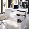Dmora - Schreibtisch Lagoni, Mehrzweckschreibtisch für Büro oder Schlafzimmer, linearer Arbeitstisch mit 2 Schubladen und 1 Tür, 139 x 60 x 75 cm, Weiß Bild 4