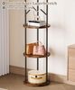 Yorbay Garderobenständer Kleiderständer aus Holz&Metalrahmen, Garderobe mit 9 Haken & 3 Ablagen, Freistehend, offen Standgarderobe in Baumform, 40x40x173cm Bild 5