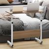 sogesfurniture 80cm Mobiler Beistelltisch, Tablet-Slot und Rollen, Verstellbarer beweglicher Laptop-Computer-Ständer für Bett, Sofa, Eichenholz,BHUS-05#3-80OK Bild 2