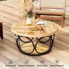 LITTLE TREE Couchtisch für das Wohnzimmer, runder Holztisch mit einem Durchmesser von 80 cm, großer runder Couchtisch im Landhausstil mit 2 Ablageflächen, moderner, Schlichter brauner Teetisch Bild 5