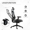 Vinsetto Bürostuhl, Ergonomischer Schreibtischstuhl, Computerstuhl mit Liegefunktion, PC Stuhl mit Verstellbarem Kopfkissen, Drehstuhl für Arbeitszimmer, Mesh, Grau Bild 5