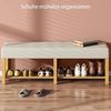 HOMCOM Schuhbank Schuhregal mit Holzrahmen (Flurbank, 1-St, inkl. Sitzkissen), Bank aus Massivholz mit Stauraum Bild 5