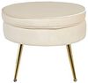 Sitzpouf Rund Samt Beige Bild 3