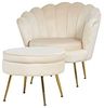 Sitzpouf Rund Samt Beige Bild 5