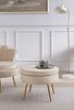 Sitzpouf Rund Samt Beige Bild 2