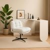 MEUBLE COSY Bürostuhl Ergonomisch Schreibtischstuhl mit höhenverstellbar Wippfunktion 360° Drehbar für Büro, Bouclé-Stoff, Weiß Bild 2