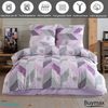 Buymax Bettwäsche Eldora, Renforcé: 100% Baumwolle, 3 teilig, 200x220 cm Kissenbezug 80x80, Reißverschluss Bettwäsche-Set, Lila Grau Bild 2