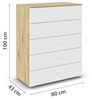rauch Aditio Box, Kommode, 5 Schubladen, mit Softclose-Funktion, Farbe Weiß/Eiche Artisan, BxHxT 80x100x43cm Bild 3