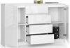 AKORD Kommode K 160 cm | 4 Schubladen und 2 Türen | für Wohnzimmer Schlafzimmer Schrank Wohnzimmer | Modernes Funktionelles Design | 16mm Schichtstoffplatte | Farbe Weiß Hochglanz Bild 5