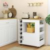HOMCOM Küchenwagen Küchenwagen mit Schrank, Arbeitsplatte, Ablagen, Weinregalen, (Rollwagen mit Soft-Close-Scharnieren, 1 St, Kücheninsel), für Büro, 83x40x83cm, Eiche Bild 2