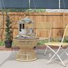 Outsunny Beistelltisch Rattan, Ø60 cm Couchtisch Gartentisch mit Tischplatte aus Hartglas, Balkontisch im Boho-Design, Kaffeetisch für Garten, Balkon, Naturholz Bild 2