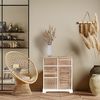 Rebecca Mobili Kommode Schubladenschrank Weiß Hellbraun 4 Schubladen 1 Tür Holz Design Wohneinrichtung Wohnzimmer Badezimmer - Maße: 70 x 60 x 30 cm (HxLxB) - Art. RE6068 Bild 2