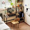 HOMCOM Schreibtisch Schreibtisch mit Monitorständer, CPU-Ständer, Druckerablage (PC Tisch, 1-St, Bürotisch), für Home Office, 150 x 48 x 125 cm, Braun Bild 2