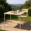 FurnitureR Campingtisch klappbar 86×86×71 cm, tragbarer Outdoor-Tisch mit stabilem Metallrahmen, wetterfester PVC-Oberfläche, faltbar für Camping, Picknick, Festival & Garten, erhältlich in Beige Bild 4