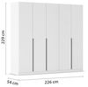 Rauch Möbel Alabama, Kleiderschrank, Garderobenschrank, 5-türig, Zubehör Basic, 3 Kleiderstangen, 6 Einlegeböden, Farbe Weiß, Griff Grau metallic, 226 x 229 x 54 cm Bild 3