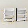 AIYAPLAY Regal doppelseitiges Kinderregal mit 4 Regalen, Bodenfach, 2 Seitenteile, Kinder Bücherregal 1-tlg, mit Tafel, Rollen, für Kinderzimmer, Spielzimmer, für 3–8 Jahre, Weiß Bild 3