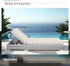 tectake 2er Lounge Sonnenliegen Set Plus Tisch – inkl. 2 Bezugsets und Schutzhülle, Outdoor Poly Rattan Gartenmöbel Set, 2X Gartenliege wetterfest - hellgrau Bild 4