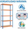 SimonRack Schwerlastregal, Lagerregal, 180 x 80 x 40 cm, Metallregal, Kellerregal, Biegestelle 150 kg, 5 Holzfachböden, Blau/Orange/Holz - Maderclick Bild 4