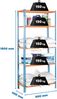 SimonRack Schwerlastregal, Lagerregal, 180 x 80 x 40 cm, Metallregal, Kellerregal, Biegestelle 150 kg, 5 Holzfachböden, Blau/Orange/Holz - Maderclick Bild 2
