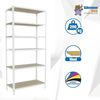 Simonrack Schwerlastregal, Lagerregal, 250 x 120 x 30 cm, Metallregal, Kellerregal, Biegestelle 200 kg, 6 Holzfachböden, Weiss/Holz - Maderclick Bild 2
