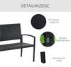 Outsunny Gartenbank, für 2 Personen, bis 240 kg Belastbar, Stahl/Polyrattan Schwarz, 122 x 60 x 85cm Bild 5