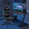 Delman Gaming-Stuhl, ergonomischer Bürostuhl mit RGB-LED-Beleuchtung, Fußstütze und Metallfußkreuz, Kunstleder, Schwarz Bild 2