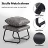 M MCombo Sitzhocker Fußstütze mit Metallbeinen +Kissen, Vintage Hocker Ottoman Schminktisch für Wohnzimmer Schlafzimmer, Quadratisch 39 * 57cm, Mikrofaserstoff, 4742-2(Dunkelgrau) Bild 3