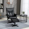 HOMCOM Polsterstuhl drehbarer Relaxsessel mit Hocker (Ruhesessel, 2 St), für Wohnzimmer, Büro, Kunstleder, Stahl, Schwarz Bild 2