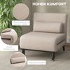 HOMCOM Sessel mit Bettfunktion, Rückenkissen (Klappbett mit Bettfunktion, 1-St, Schlafsessel), für Schlafzimmer, Beige, 75cm x 70cm x 75cm Bild 5