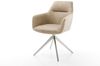 Drehstuhl Pejo-Flex Mikrofaser Beige Vintage Kreuzgestell breit Edelstahl 360° drehbar Wippfunktion Taschenfederkern Bild 3