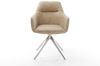 Drehstuhl Pejo-Flex Mikrofaser Beige Vintage Kreuzgestell breit Edelstahl 360° drehbar Wippfunktion Taschenfederkern Bild 4
