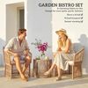 Outsunny Sitzgruppe Rattan-Bistro-Set, (Set, 3-tlg, 1 Tisch, 2 Sessel), Rattan-Bistro-Set mit Kissen Bild 5