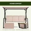 Outsunny Hollywoodschaukel Schaukelbank mit Kissen, Verstellbarem Dach, 3-Sitzer, Verstellbares Dach, Schaukel, 1 tlg, Gartenschaukel, für Garten, Balkon, Khaki Bild 5