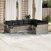 vidaXL 10-tlg. Garten-Sofagarnitur mit Kissen Hellgrau Poly Rattan 3252999 Bild 2