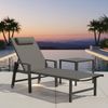 Mucola 1x Sonnenliege und Gartentisch Aluminium Gartenliege 200KG & Rollen wetterfest Teslin Klappliege Camping Terrassentisch Bild 2
