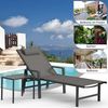 Mucola 1x Sonnenliege und Gartentisch Aluminium Gartenliege 200KG & Rollen wetterfest Teslin Klappliege Camping Terrassentisch Bild 5