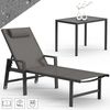 Mucola 1x Sonnenliege und Gartentisch Aluminium Gartenliege 200KG & Rollen wetterfest Teslin Klappliege Camping Terrassentisch Bild 3