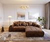 Delife 'Violetta' Big-Sofa, Mirkofaserstoff, 310 x 135 x 62 cm, Braun, mit Hocker Bild 3