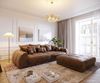 Delife 'Violetta' Big-Sofa, Mirkofaserstoff, 310 x 135 x 62 cm, Braun, mit Hocker Bild 2