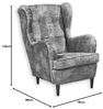 OSKAR 3 Ohrensessel mit geknöpfter Polsterung, Grau - Vintage Wohnzimmer Sessel mit Massivholz Füßen - 78 x 102 x 98 cm (B/H/T) Bild 5