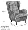 OSKAR 3 Ohrensessel mit geknöpfter Polsterung, Grau - Vintage Wohnzimmer Sessel mit Massivholz Füßen - 78 x 102 x 98 cm (B/H/T) Bild 3