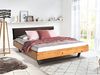 Möbel-Eins CURBY Kufenbett mit Polster-Kopfteil, Material Massivholz, rustikale Altholzoptik, Fichte, Kufen schwarz natur 120x200 cm Stoff Braun ohne Steppung Bild 2
