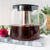 Teekanne 1,2L mit Edelstahl Sieb aus Borosilikatglas Teebereiter Glaskanne Bild 2