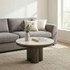 Couchtisch Metall mit weißer Marmor Tischplatte 60cm Rund - Design Wohnzimmertisch Aluminium - Alu Loungetisch Säulenbein - Moderner Beistelltisch Sofatisch - Edler Kaffeetisch Handmade Bild 2