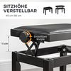 HOMCOM Klavierbank Höhenverstellbare Klavierbank mit Lederkissen (Pianobank, 1-St, Kunstleder Gummiholz), Schwarz 63 x 33 x 45-56 cm Bild 3