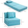 HOMCOM Schlafsofa Gästebett mit Bettfunktion, Kissen, Schlafsessel klappbar 1 Teile, für Wohnzimmer, Schlafzimmer, bis 120 kg Belastbar, Blau Bild 3