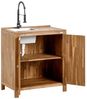 Outdoor-Küchenschrank mit Spüle VENOSA Akazienholz Braun Schwarz Bild 4