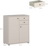 Forte TEMPRA 2 Kommode 70 80, Moderne Kommode mit 2 Schubladen, 2-türig, Schlafzimmer, Wohnzimmer, Büro, Holzwerkstoff, Kaschmir|Beige, 73,7 cm breit x 85,5 cm hoch x 34,8 cm tief Bild 3
