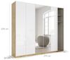 Rauch Möbel Alabama, Kleiderschrank für Schlafzimmer, Kinderzimmer, Wohnzimmer, Garderobe, Flur, 6-türig, Spiegel, mit Zubehör Classic, Farbe Weiß Hochglanz/Eiche Artisan, Holz, Breite 271 cm Bild 3